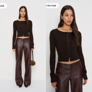 NWT Reformation Meadow Regenerative Merino Cardigan in Mole Size Small